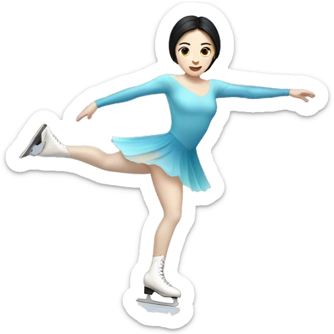 ice skater with black hair and pale skin skating trough the ice sticker
