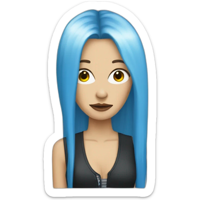 white punk jazz singer with blue straight long hair, woman, 43 years old sticker