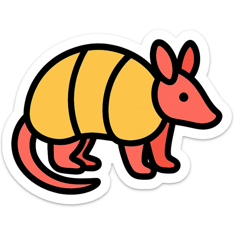 armadillo icon with color outline sticker