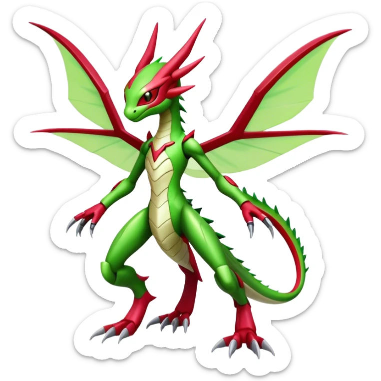  Cool Edgy Shiny Futuristic Ethereal Legendary Scizor-Digimon-Schyther-Flygon-hybrid full body sticker