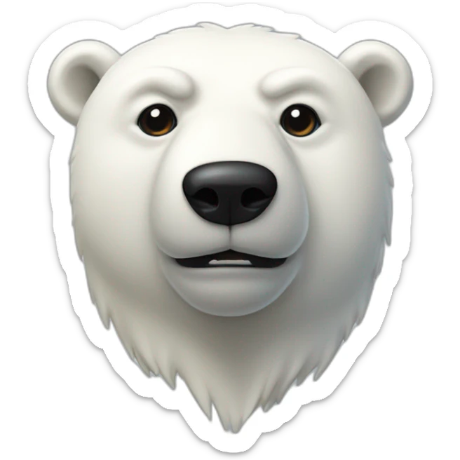 bust of an anthropomorphic polar bear with black hair in its head and three black dots in its muzzle sticker