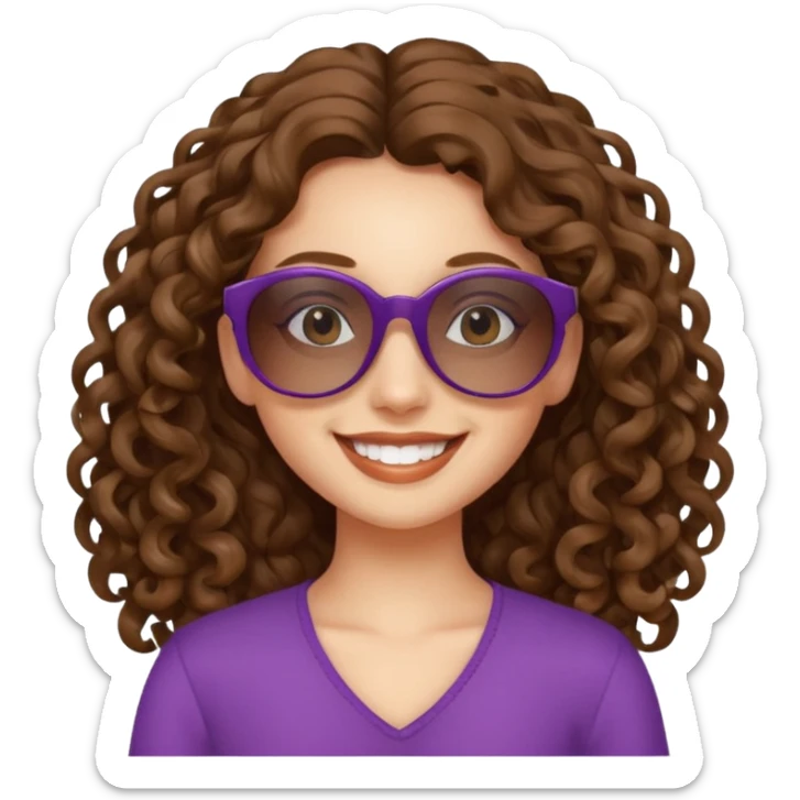 Girl with long curly hair, sunglasses sticker