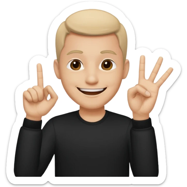 A man wear black his skin tone is beige and he does like Yoo wassup sticker