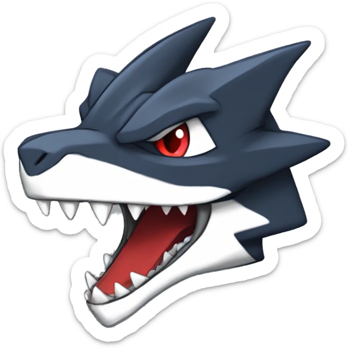 Black Cool Edgy Anthro Sharpedo-Sergal-Garchomp-Fakémon  with White and Red Edgy markings sticker
