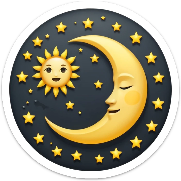 Genarate me a emoji of Drak mode moon and bright mode sun Like we got In our mobile phones sticker