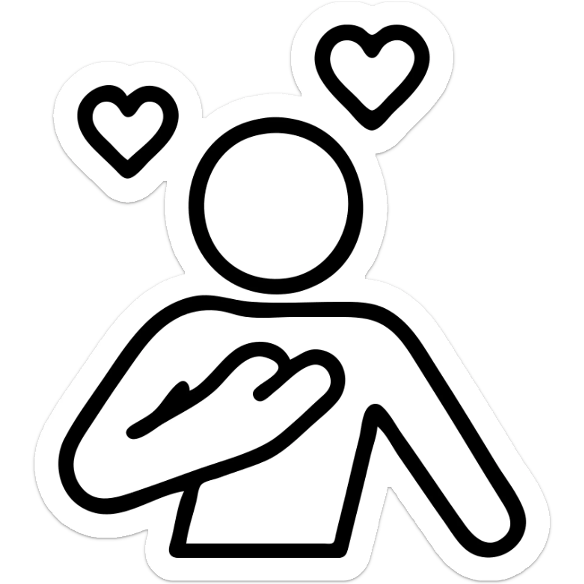 icon of a person swooning with love, hand on chest, about to faint, simple icon style sticker