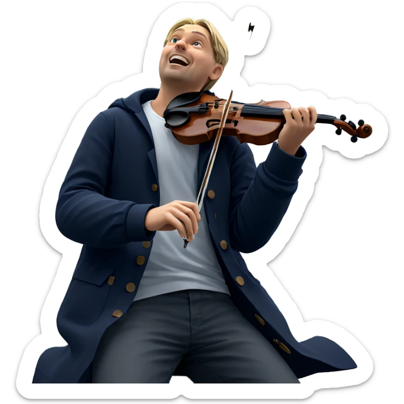 blonde boy playing violin outdoors sticker