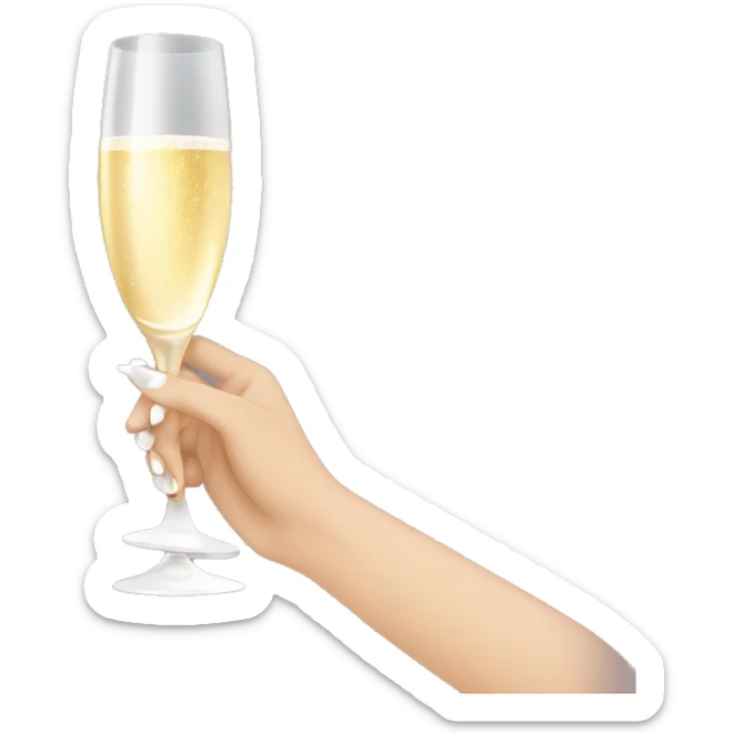 white woman hand with french nails holding champagne glass sticker