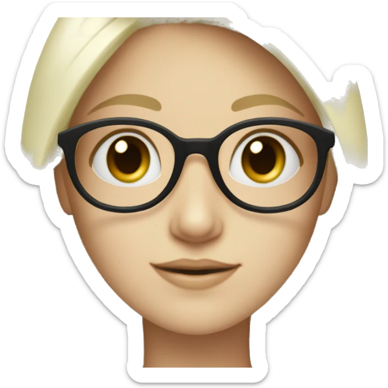 Pale Girl with dark blonde Haie and Blue-Green eyes with round glasses sticker