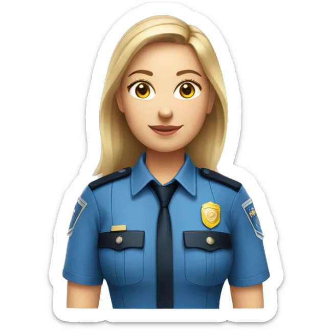 caucasian female police officer blue shirt sticker