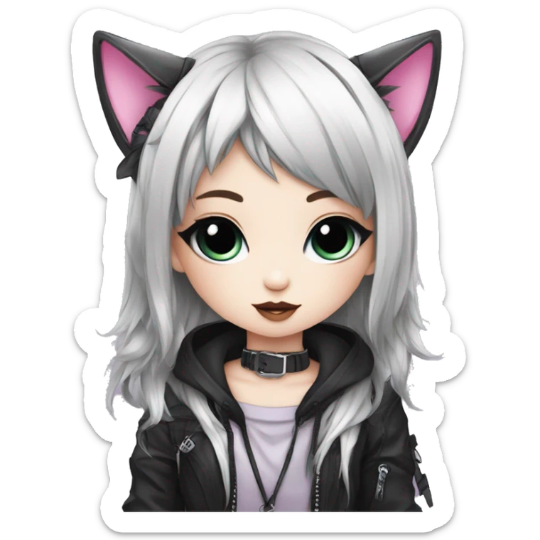 Edgy Kawaii Cute Cool Cartoon Beautiful Elegant Pretty Anime Punk Techwear Gothic Catgirl sticker