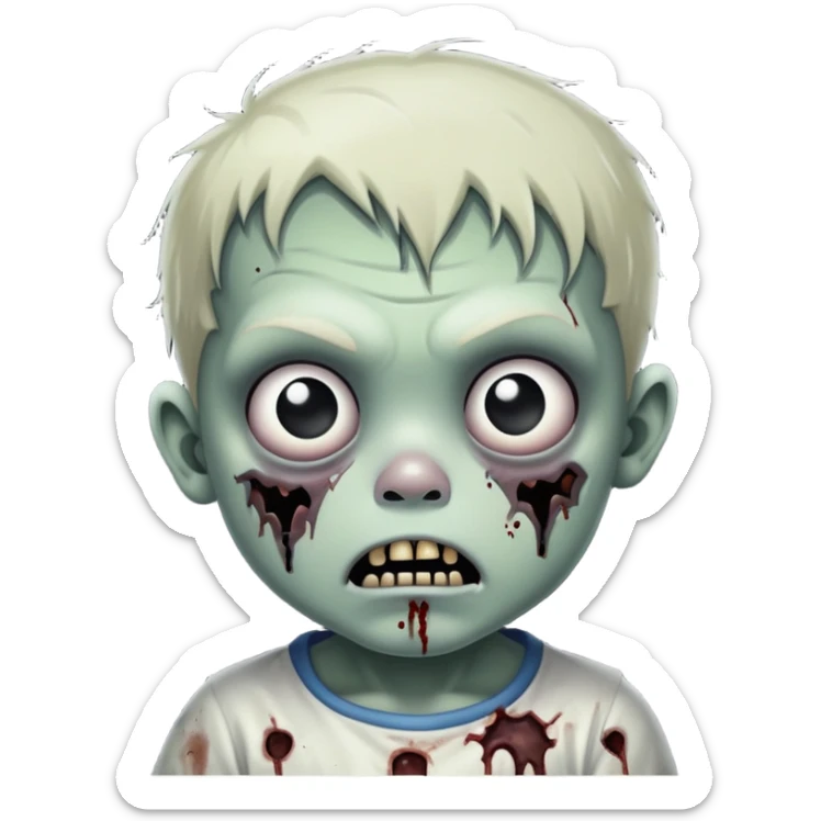Super idol as creepy zombie toddler with a gray spot shining on his head and outside of that is just pitch black sticker