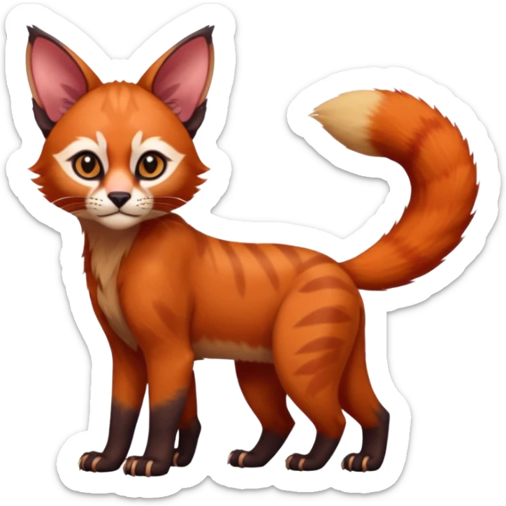 Caracal-Lykoi-Sphynx-Red-Panda-fusion-hybrid-animal-creature, full body sticker