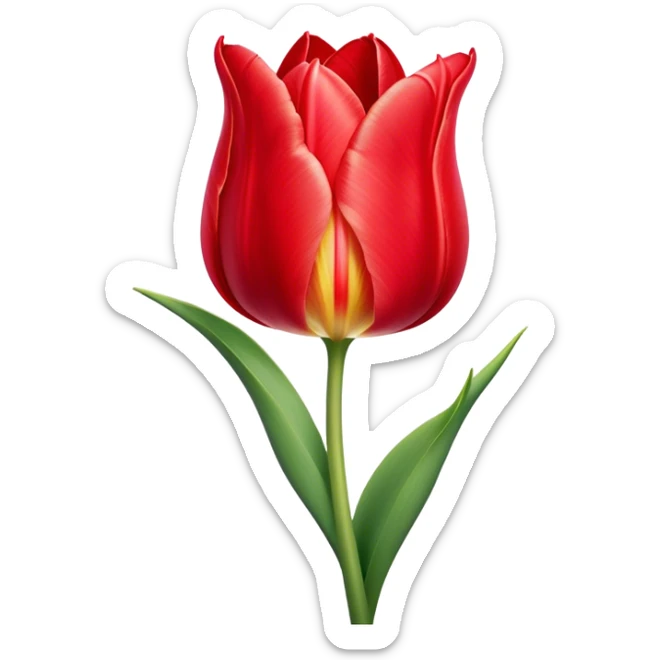 ​Cinematic Realistic Tulip, depicted as a single, exquisitely detailed bloom with vibrant red petals and a delicate stem, softly illuminated by natural light that highlights its graceful beauty and elegant form, sticker