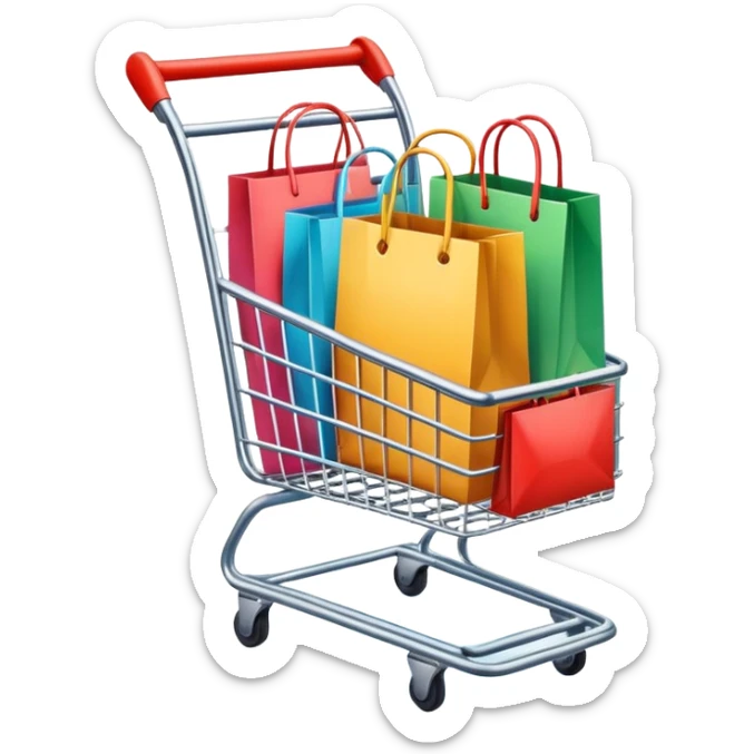 smartphone with a shopping bag or cart on the screen, representing online shopping sticker