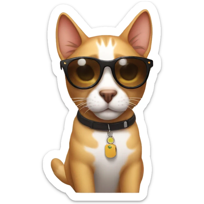 Cat with sunglasses and glasses is my dream cat I want a dog but my dog has to have it so  sticker