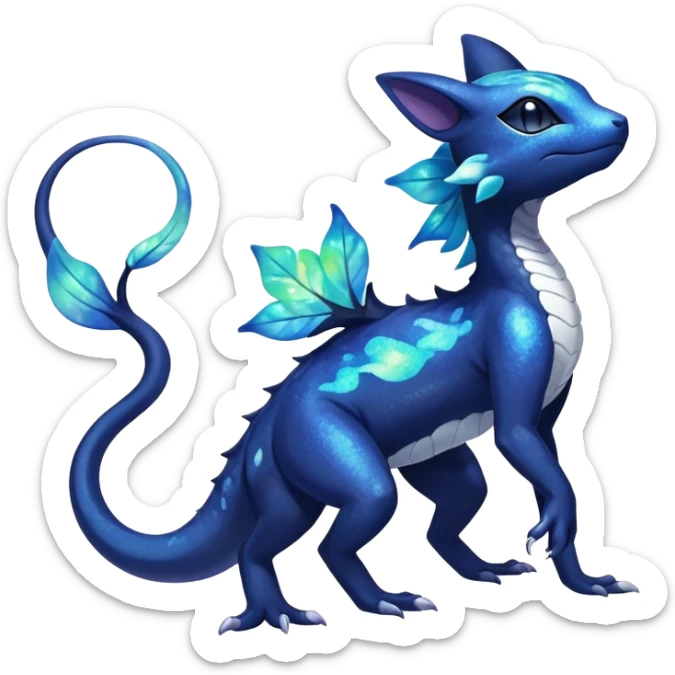 Colorful Iridescent Exotic Nebulae Salandit-Meowstic-Amaura-Fakémon-hybrid-creature (full body)  sticker