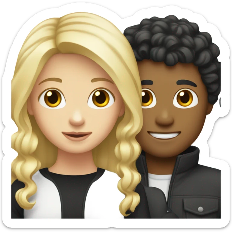 couple blonde girl and white guy with black curly hair sticker