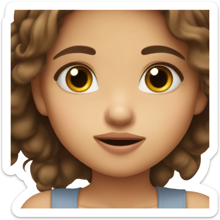 A cute girl with brown hair and brown eyes giving a flying kiss  sticker