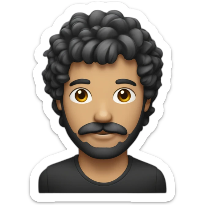 Un homme avec des cheveux noir,frange sur le coté et une moustache carrée sticker