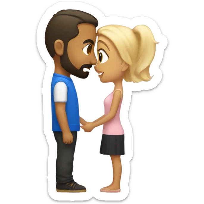 Puerto rican beard short hair with blonde girl kissing  sticker