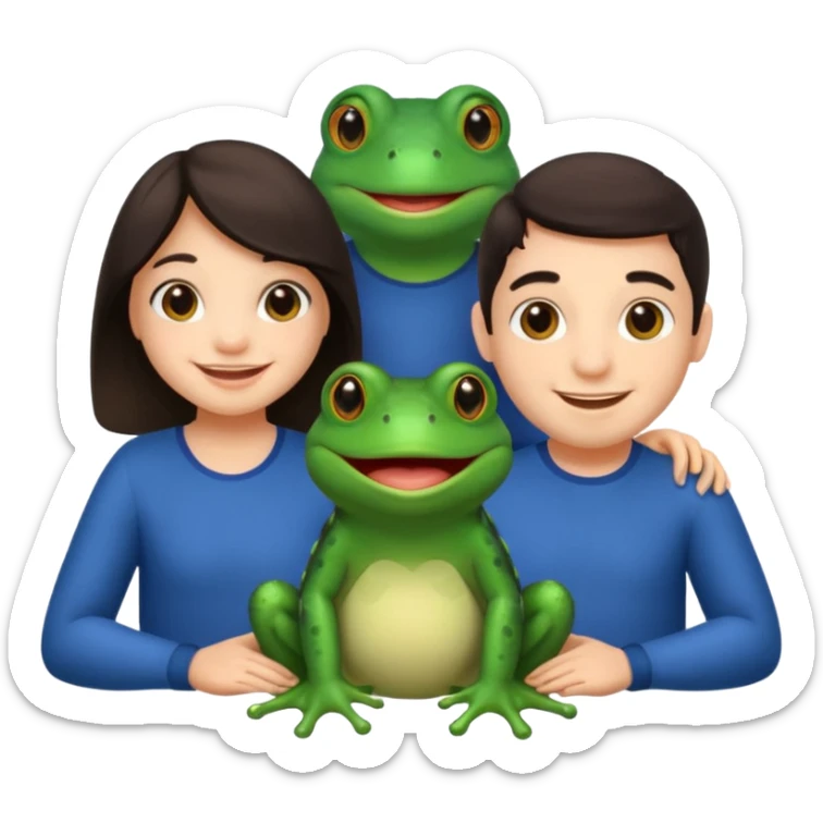 Bufo with two best friends one a girl dark hair other man dark hair no as frogs sticker