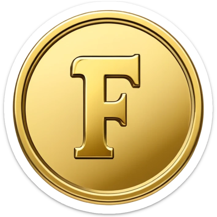 Currency crypto money symbol for the money "Fcoins" letter F, casino coin sticker