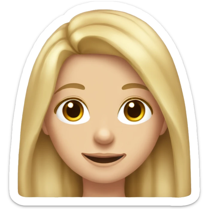 Blonde girl with long brown hair and brown eyes in braces sticker