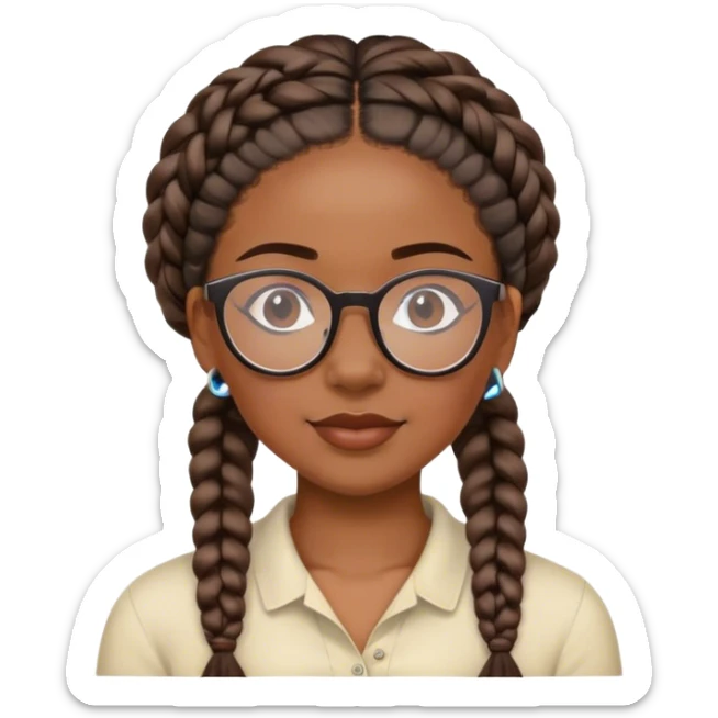Black woman with glasses and braids relaxing  sticker