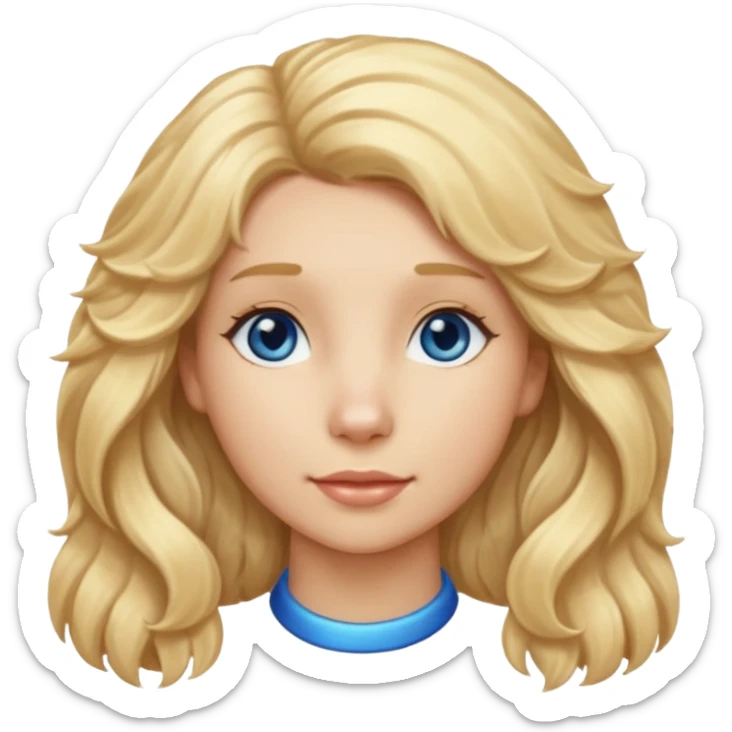 Long, straight, blonde hair, blue eyed woman.   Wavy, blonde goldendoodle sticker