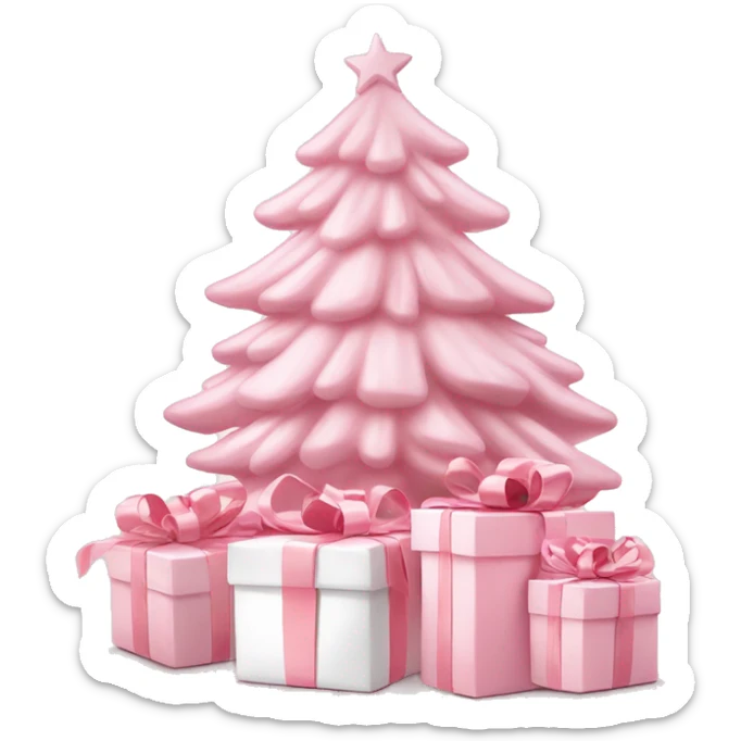 Light pink Christmas gifts under a white Christmas tree  sticker