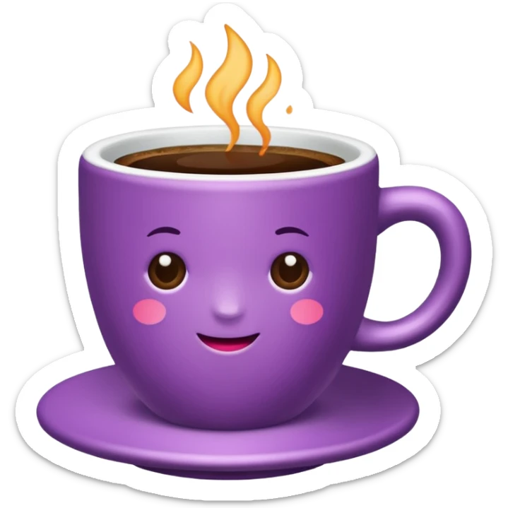 Create minimalist emoji in the style of Coffee Lover — a coffee shop and roastery brand.
Style: cozy, warm.
Colors — purple-pink range.
☕️ cup of coffee sticker