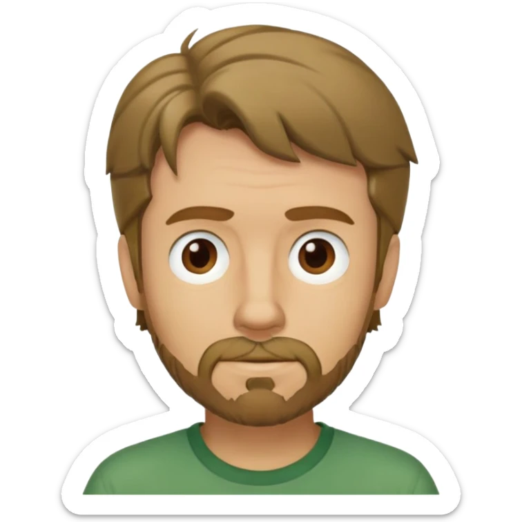 shaggy rogers caucasian man, dark blonde, goatee, brown eyes, green shirt from scooby doo sticker