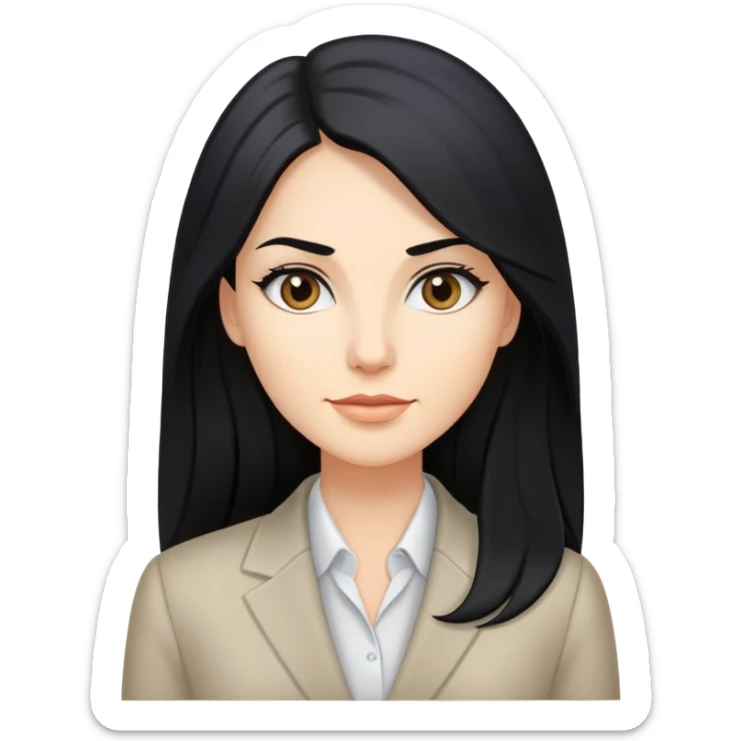 Business woman caucasian long black hair girl sticker