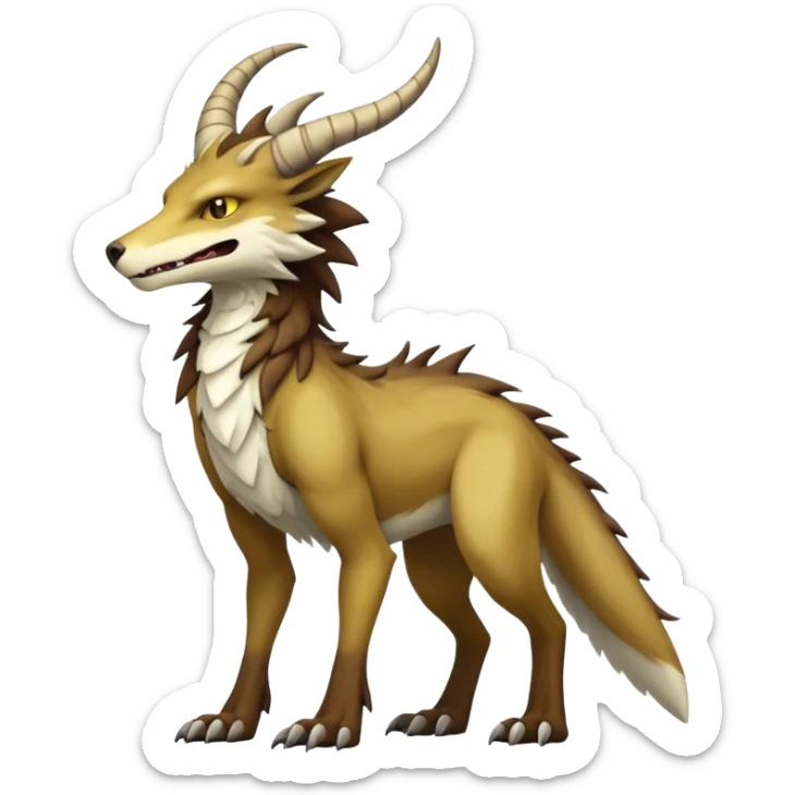 Sergal-Vernid-hybrid-animal-creature, full body, 4 legs, horned sticker
