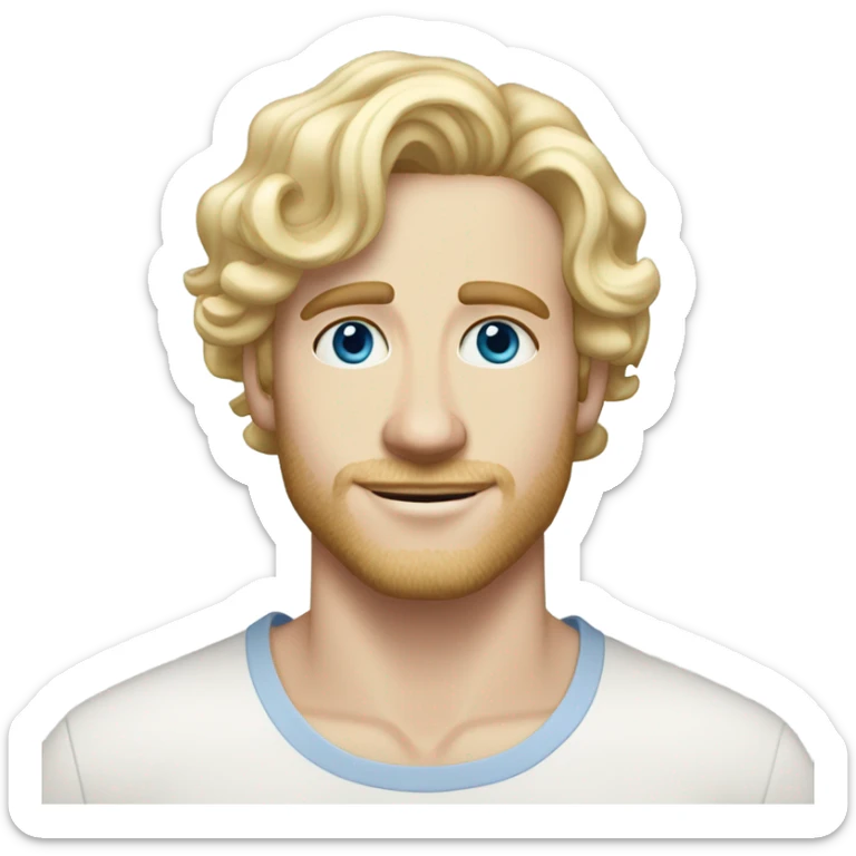 full body light curl blonde 30yo man blue eyed pale skin sticker