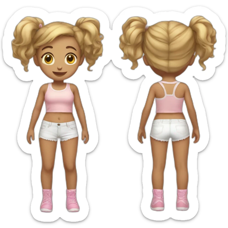 upperbody female young child girl light skin boyshorts cute adorable sweet sticker