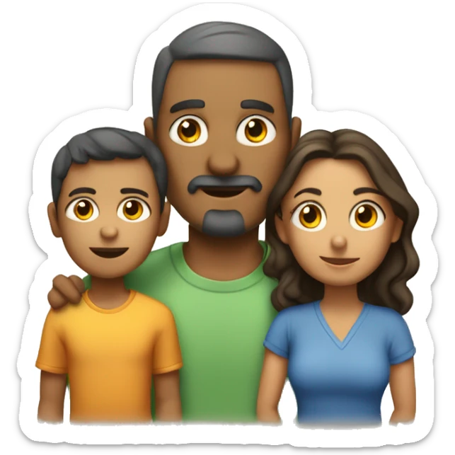 familia de papa, mama y tres niños varones sticker
