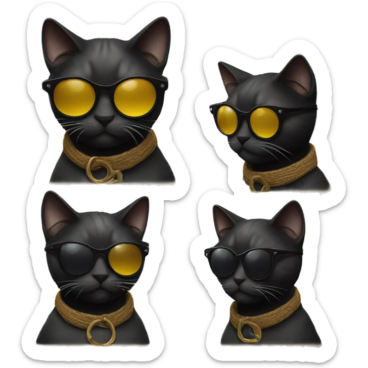 Cat with sunglasses very cool and his forger is up with just his head and his finger visible and the cat is black colored sticker