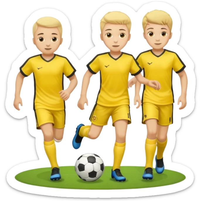 boys play soccer in yellow dress, yellow shrits, yellgow socks sticker
