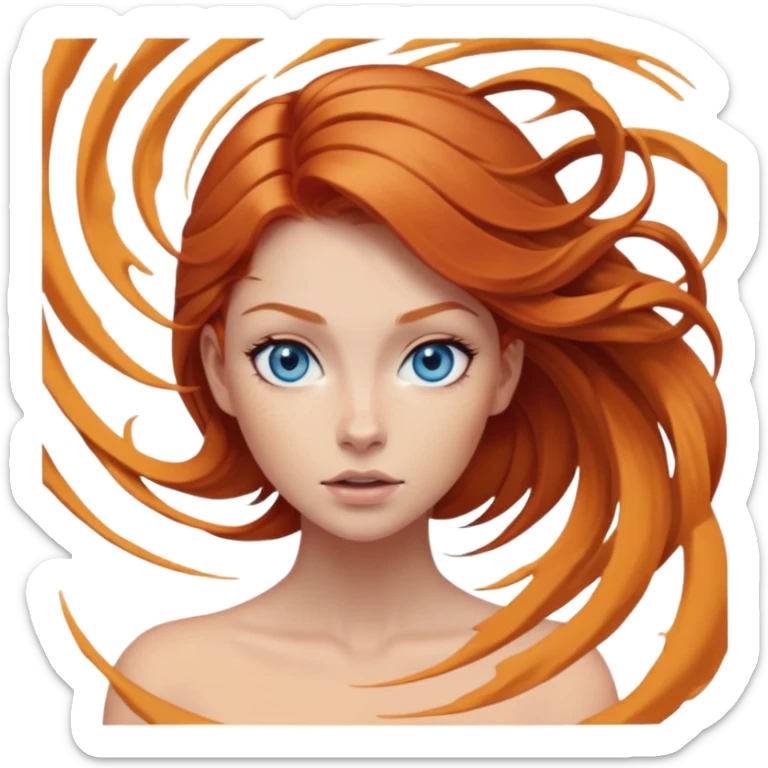 scream female ginger hair blue eyes middle of face turning in to a black swirling vortex sticker