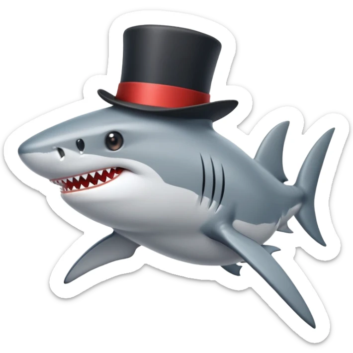 Shark with a top hat sticker