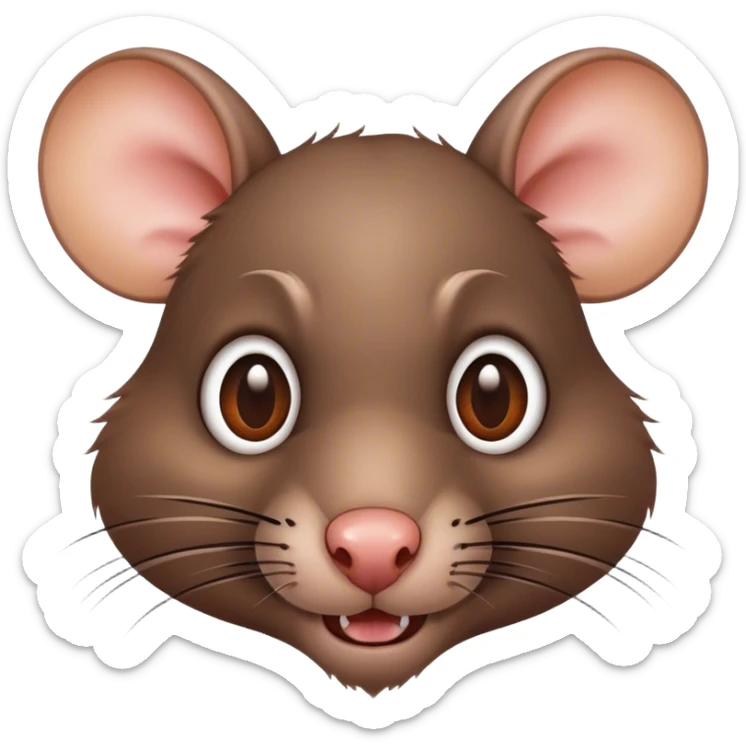 la cabeza de una rata con los dos ojos apuntando hacia la derecha, hazlo en estilo emoji de iphone sticker