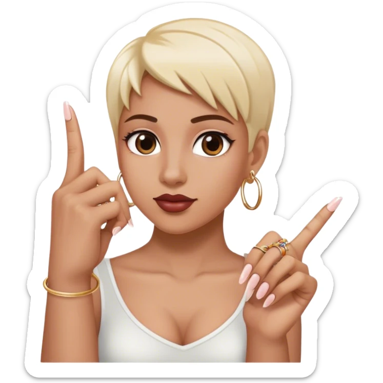 Un doigt qui pointe vers la droite mais avec des faux ongles et des bagues  sticker