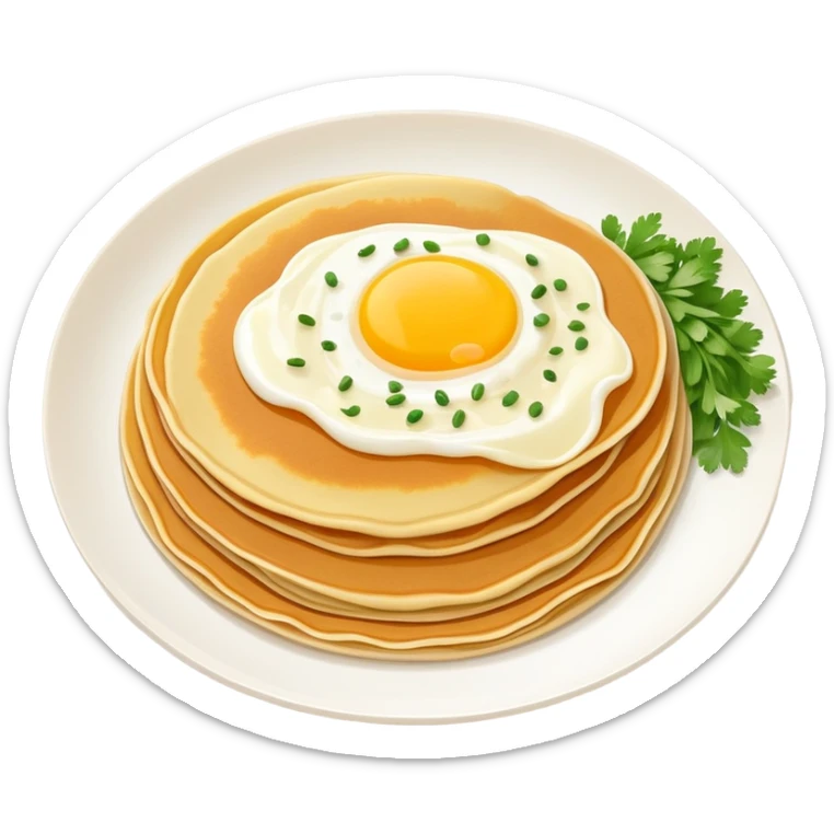 Beijing jianbing Chinese crepe with egg and sauce, simplified emoji style with bold outlines and bright colors, cartoon style folded breakfast pancake sticker