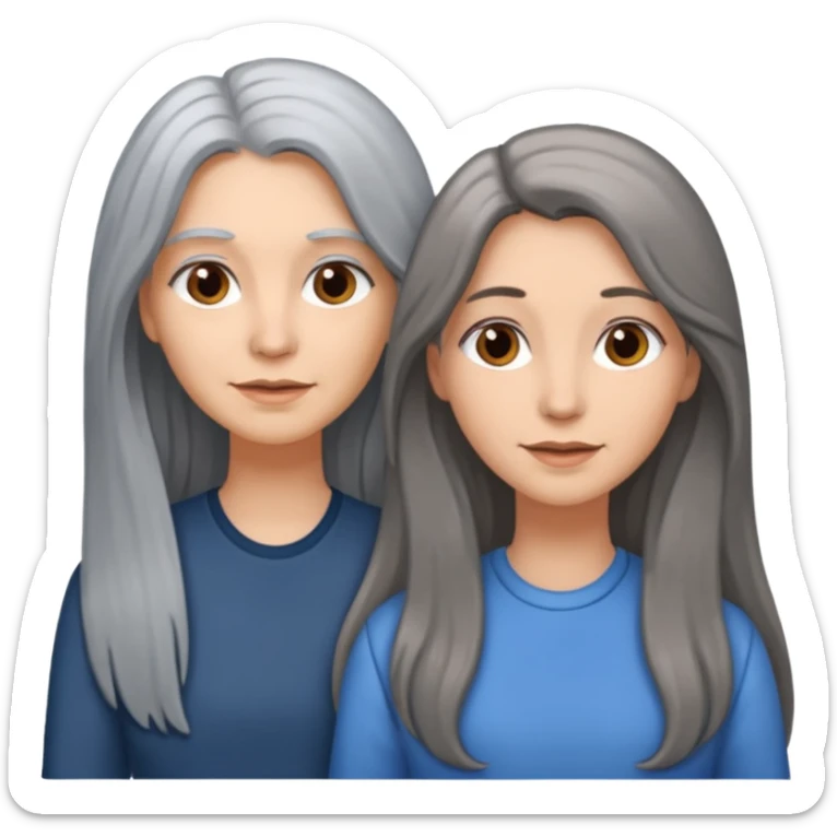 2 Frauen, die sich gerne haben, davon 1 grauhaarig, 1 braunhaarig, lange Haare sticker