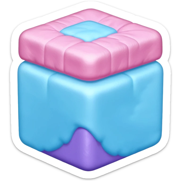 Cubed cotton candy in the order of cyan, blue, pink, and purple. sticker