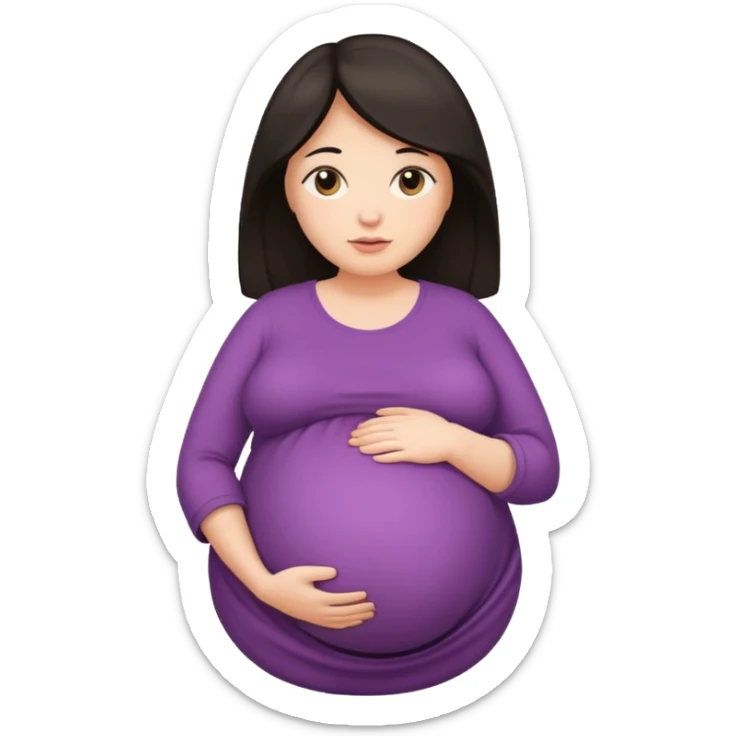 very heavily pregnant overdue woman with super  huge round belly sticker