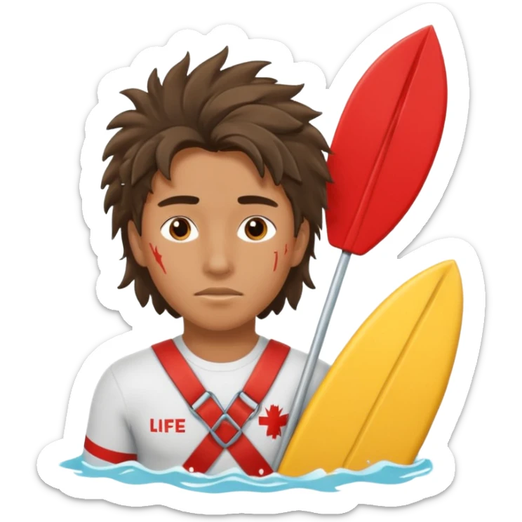 Lifeguard Native American Teenager with messy hair rescuing someone sticker