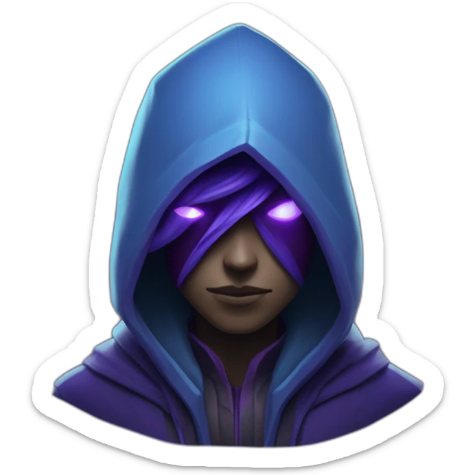 Riot Games Valorant Omen Video game character blue purple hooded assassin themed character shrouded wraith sticker